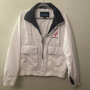 Tri-Mountain M Men's Water Repellent White &Blue Full Zip Cape Cod Logo Jacket